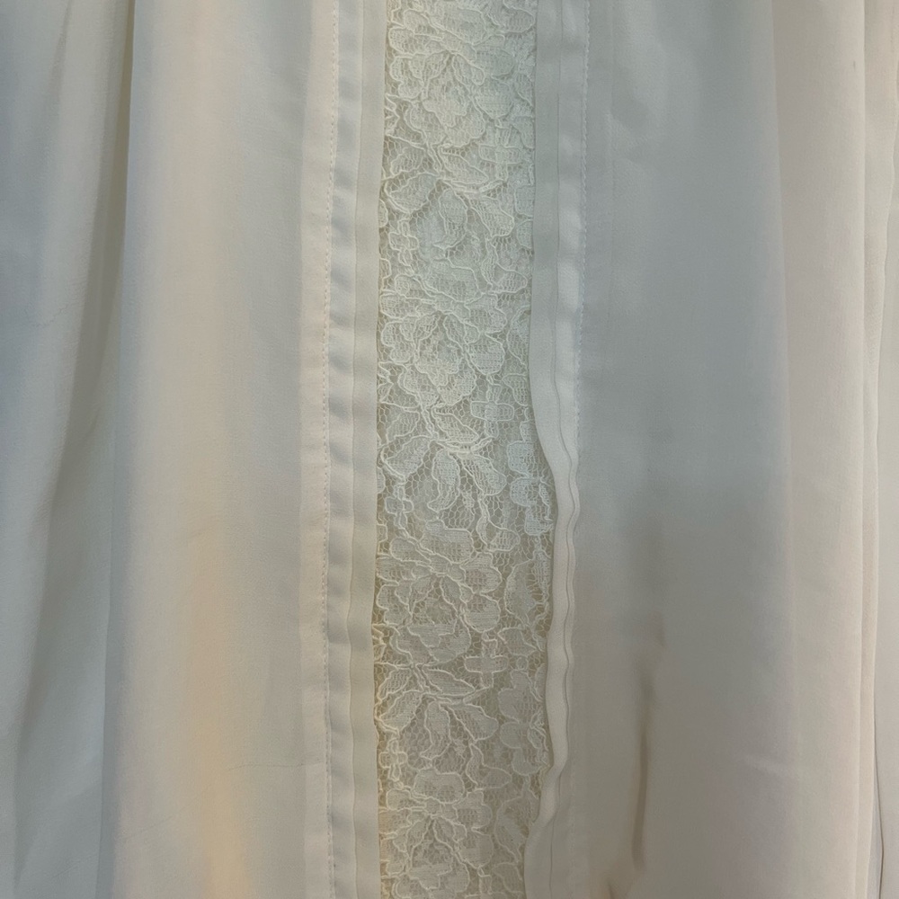 Express Cream Off White Flowy Camisole Tank Top with Vertical Lace Inset Small - Picture 3 of 7